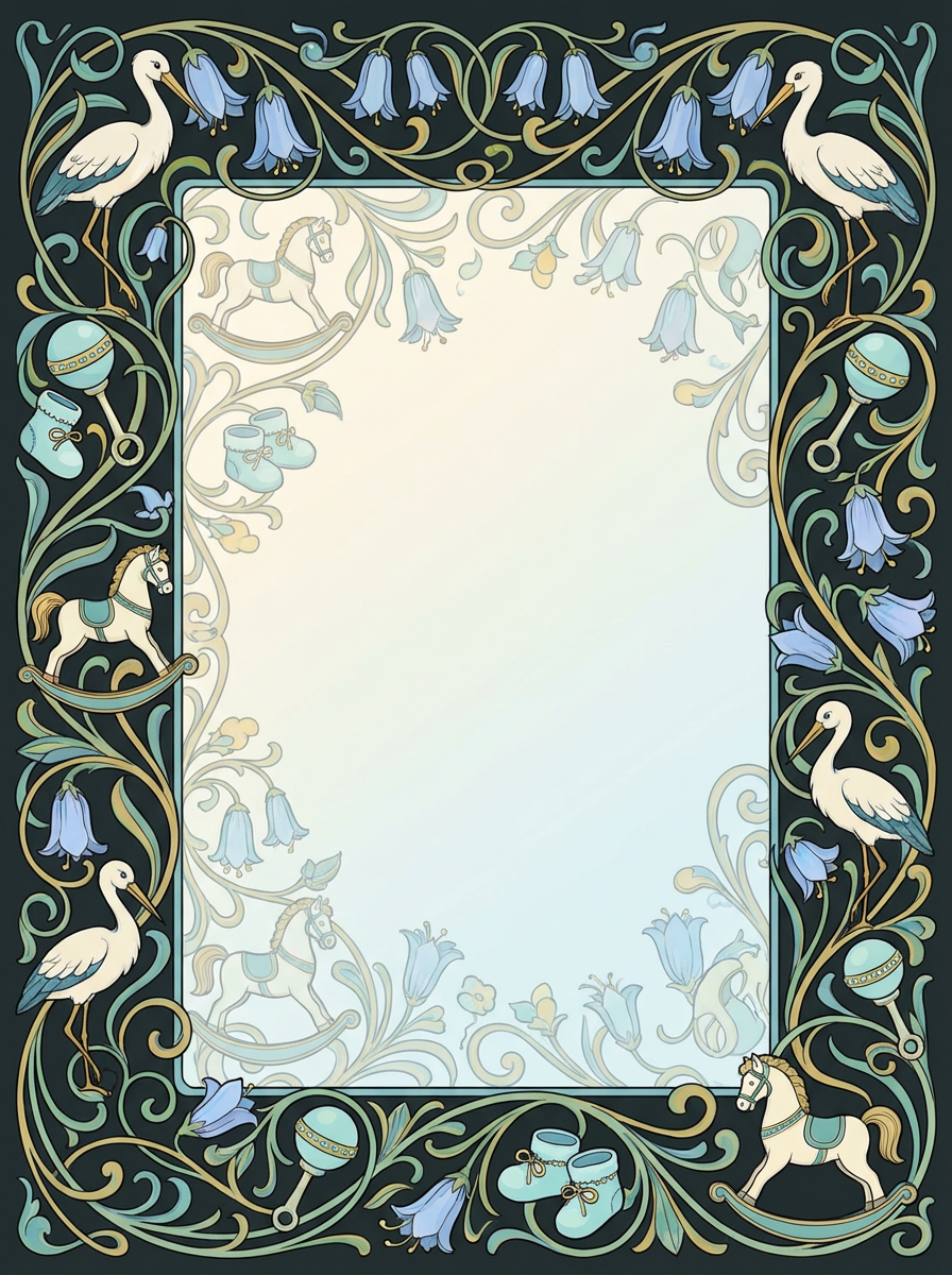 Art Nouveau baby shower invite template